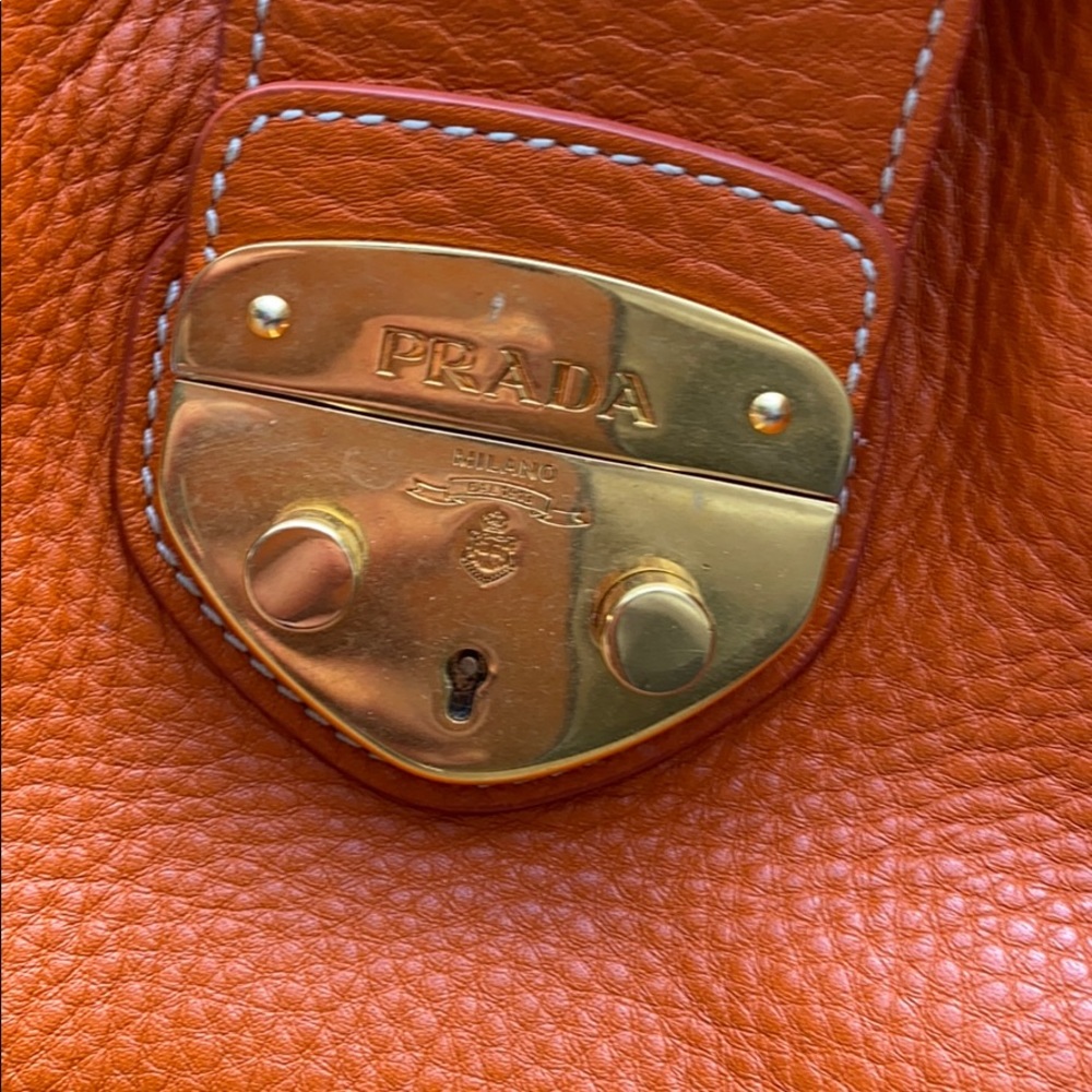Authentic Prada Handbag - orange leather - Picture 4 of 8